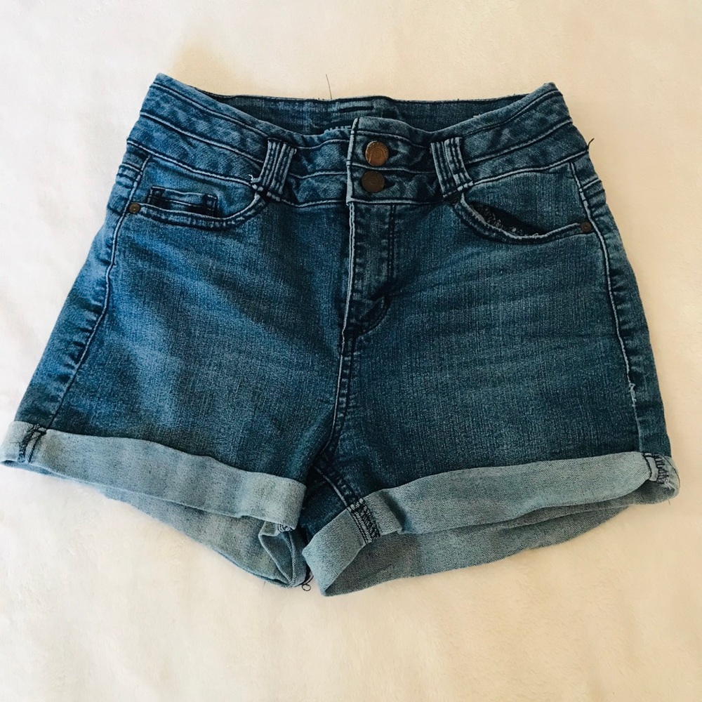 medium blue denim shorts
